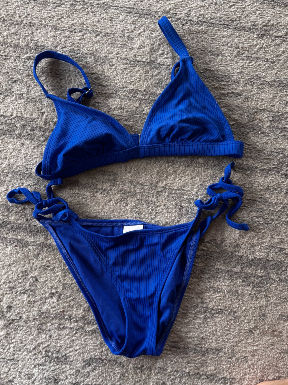 Xhilaration Bright Blue Ribbed Triangle Bikini Top